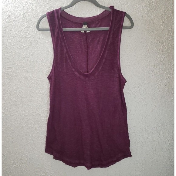 Free People Tops - We The Free People Sz XS Oversized Breezy Burnout Tank Top Purple Pink V-Neck